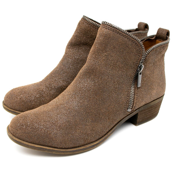 Lucky Brand Bartalino Brown Distressed Wax Leather Ankle Boots SIZE 7.5 - Picture 3 of 5